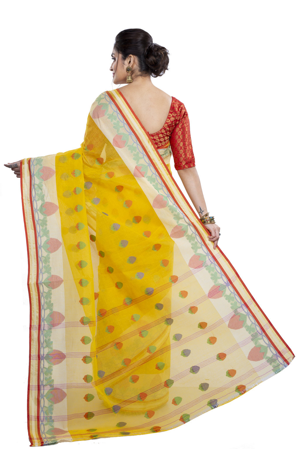 Yellow Pure Cotton PaddaPar Tant Saree (778)